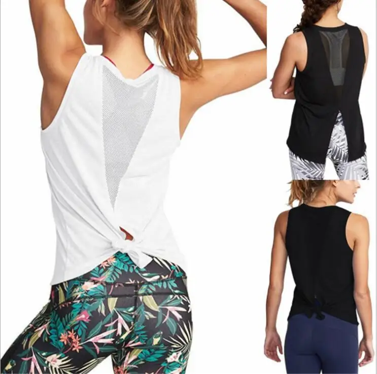 Women Yoga Shirts Tank Top Gym Sports Running Athletic Active Stretch Workout Vest Quick Drying Clothes Breathable Gauze 2020