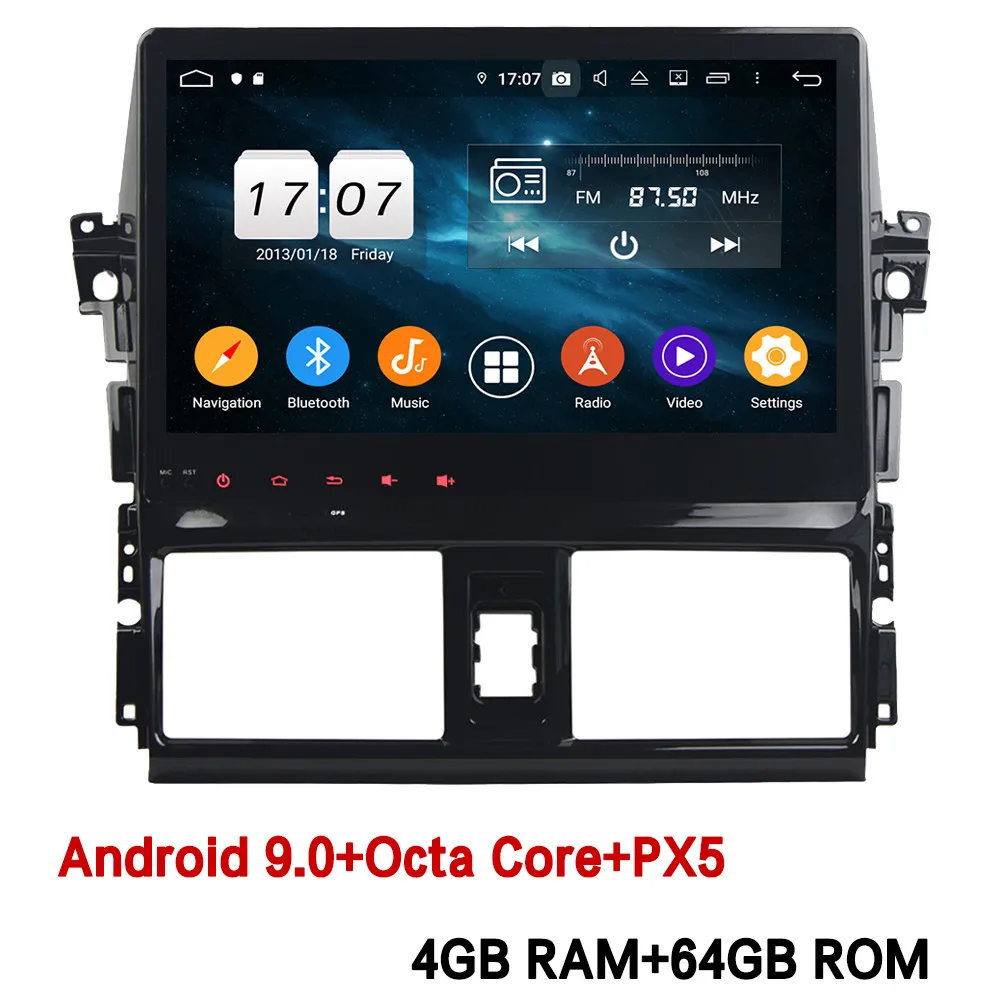 4GB RAM x 64GB ROM Klyde 10," ips 4G Android 9,0 Восьмиядерный 4 Гб ОЗУ 64 Гб ПЗУ DSP BT автомобильный DVD мультимедийный плеер радио для Toyota Yaris, Vios 2013 - Цвет: 4GB RAM x 64GB ROM