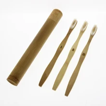 BPA Free& Biodegradable натуральная Экологичная бамбуковая зубная щетка для взрослых набор(3 шт упаковка) с чехол для зубной щетки для путешествий