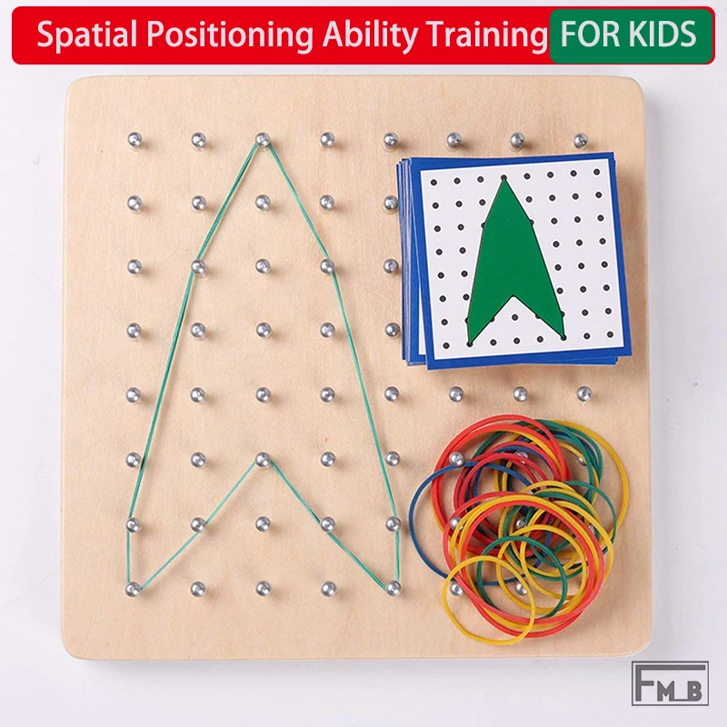 

Creative Graphics Rubber Tie Nail Wooden Boards with Cards For Preschool Kids Montessori Toys