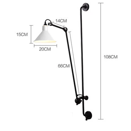 Винтажный Длинный настенный светильник Современный осветительный прибор вращающийся настенный светильник для спальни/Кабинета светодиодный настенный светильник - Цвет абажура: B design  white
