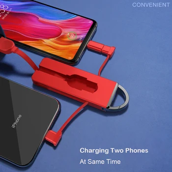 

Folding Keychain 3 in 1 Charging Micro USB Cable For iPhone Charger Type c Charger Android Charger Multifunctional key chain