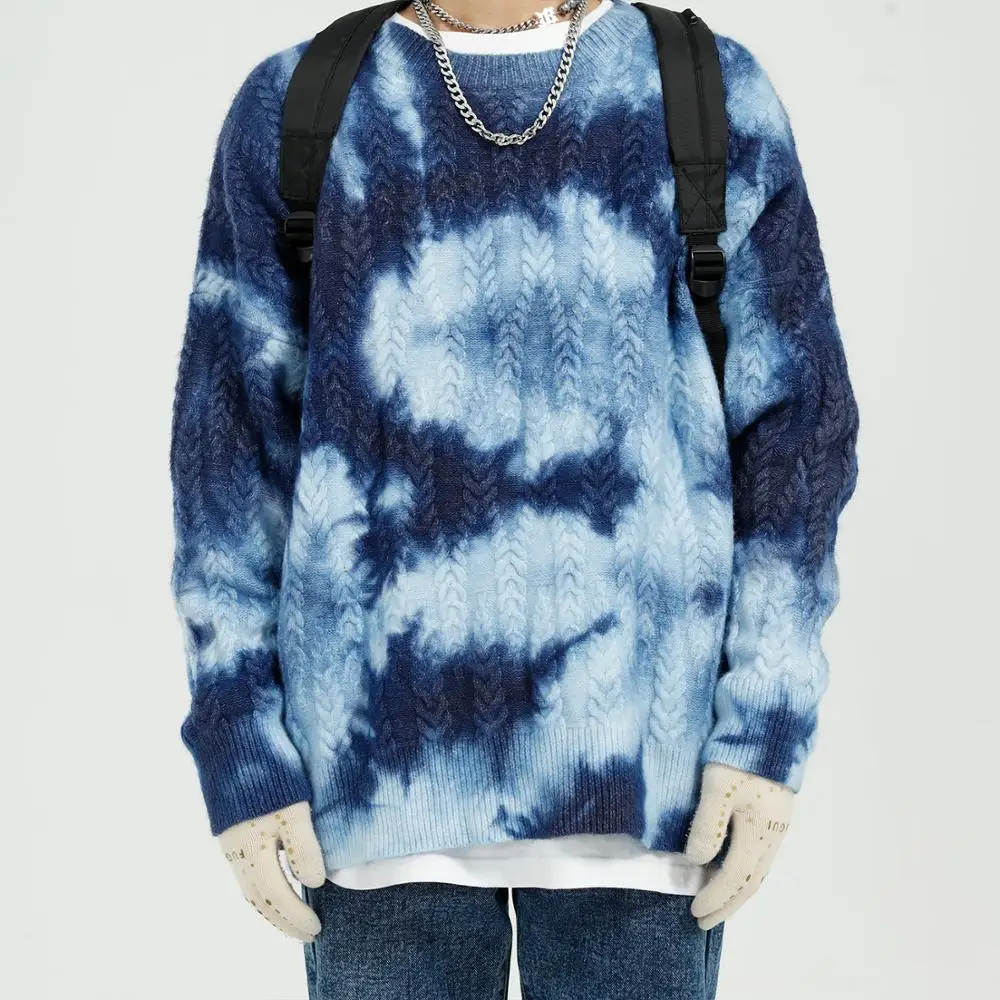 

Firmranch New Men/Women Spring/Autumn/Winter Tie-dye Make Old Knitwear INS Popular Couples Round Collar Sweater Loose Hoodies