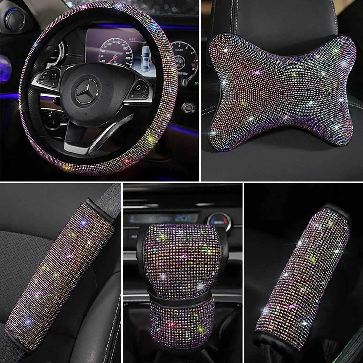 Universal Sparkle Luxury Bling Rhinestone Diamond Car Steering Wheel