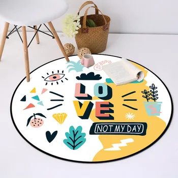 

Kids Bedroom Bedside Carpet Play Game Soft Cartoon Animals Round Area Rugs Children Climbing Mat Non-Slip Round Decor Floor Mats