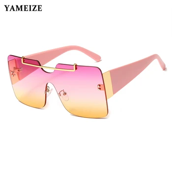 

YAMEIZE Fashion Rimless Oversized Sunglasses Women Brand Designer Square Gradient Vintage Sun Glasses Classic Eyewear Gafas