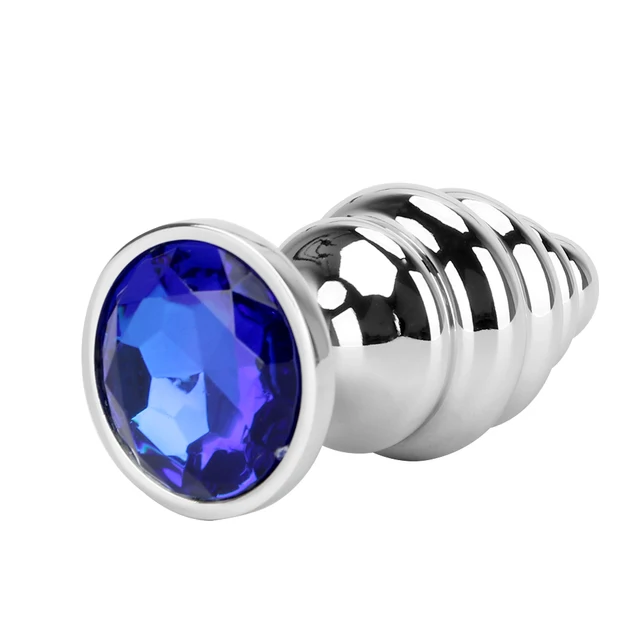Spiral blue diamond anal plug
