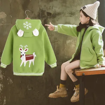

Youth Kids Baby Girl Christmas Deer Cartoon Hooded Windproof zipper Coat Outwear Baby Girls Winter Clothes Winter Jacket HOOLER