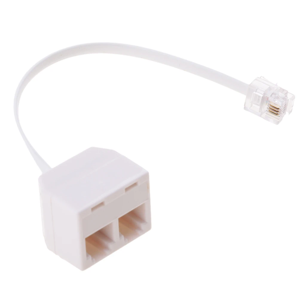 RJ11 Male to Female Two Way Telephone Splitter Converter Cable Wire Connecting Adapter