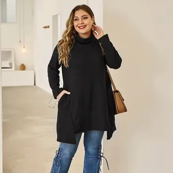 

Maternity Clothes New Style Autumn and Winter Plus Size Knitted Sweater Women Solid Color Stand Collar Sweater Coat Women's
