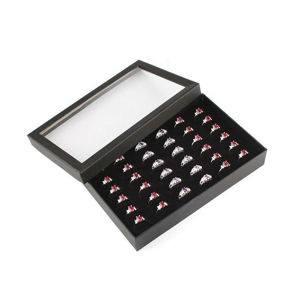 Velvet Jewelry Ring Display Organizer Case Tray Holder Earring Storage Box