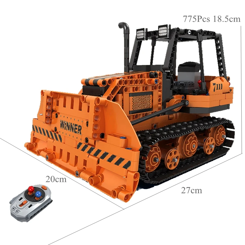 775Pcs Locking City Technic Bulldozer Car Engineering Electric RC Remote Control Friends Model Building Blocks Toys for Lockings