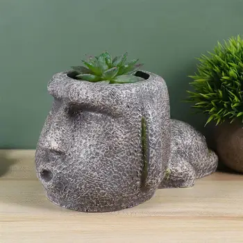 

1PC Moai Statue Design Plant Pot Planter Resin Pen Holder Creative Flower Pot Container for Home Office Decoration 20x11.5x13cm