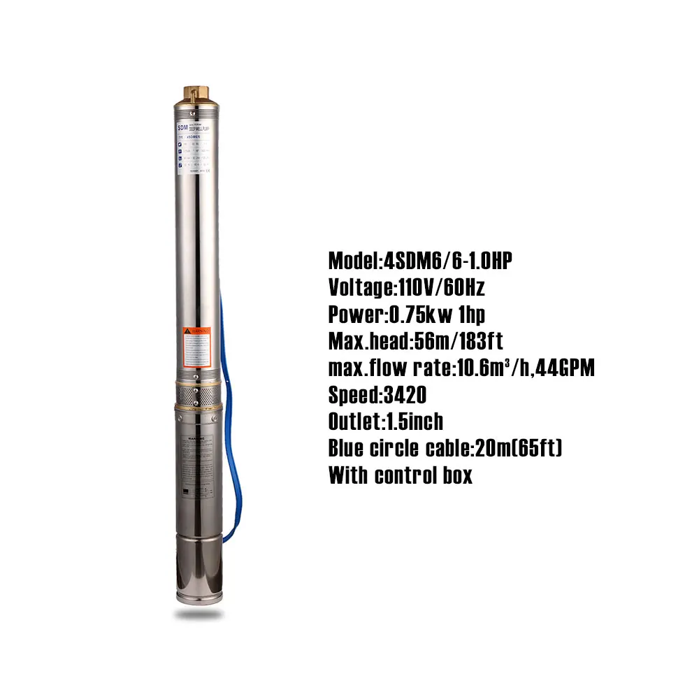 SHYLIYU 1HP погружной водяной насос из нержавеющей стали 110V 11m ³/ч электродвигатель 4