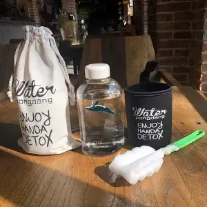 Whale Cup 600ML Frosted Glass Mup Leak-Proof Fashion Mineral Water Bottles  Drinkware Camping Travel Easy to Carry Sport Bottle C2