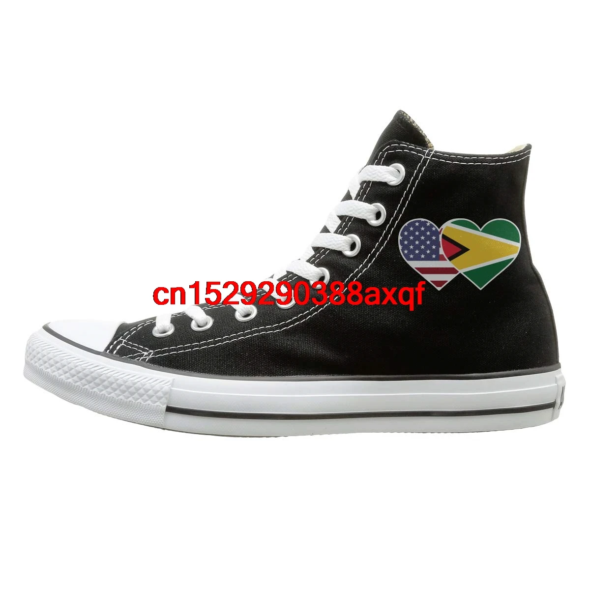 

Canvas Shoes Guyana USA Flag Twin Heart Classics High-Top Lace Ups Sneaker For Men's Women's