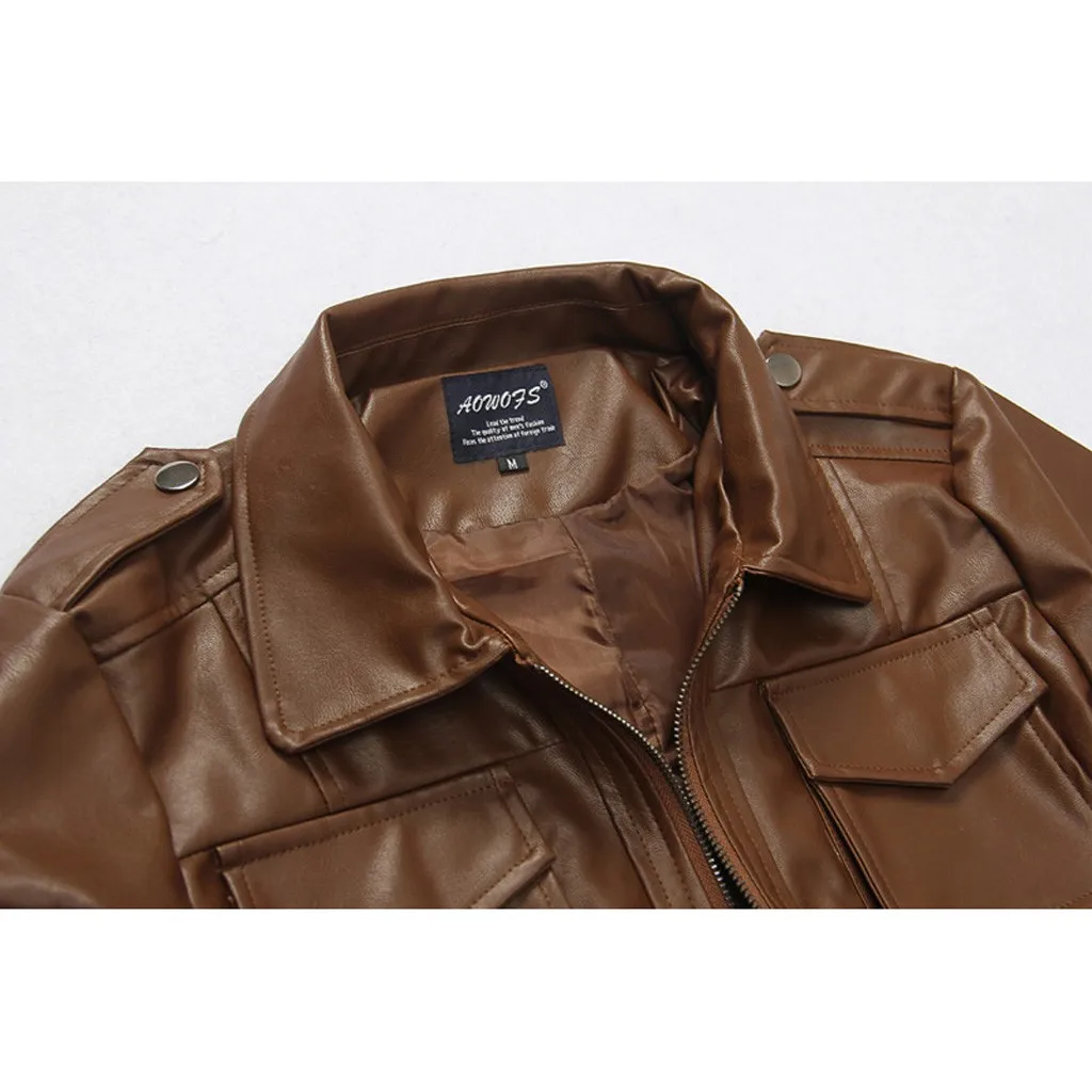 JAYCOSIN мужские пальто мужская кожаная куртка пальто Мужская Байкерская мотоциклетная куртка на молнии хлопковые мужские повседневные осенние пальто с карманами