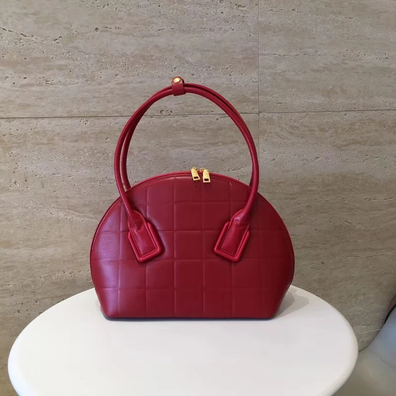 Кожаная женская сумка на плечо BV Новая роскошная брендовая дизайнерская сумка Большая вместительная модная простая клетчатая сумка овечья кожа - Цвет: Red