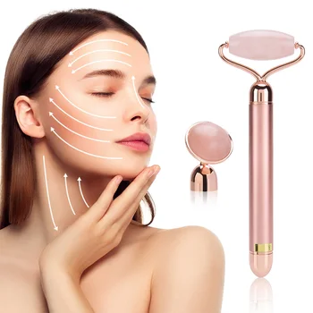 

2 in 1 Electric Jade Roller Facial Massage Lifting Roller Natural Crystal Jade Face Massager Anti Cellulite Wrinkle Removal Scra