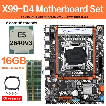 شراءX99 D4 اللوحة مجموعة مع زيون E5 2640 V3 LGA2011-3 CPU 2 قطعة X 8GB = 16GB 2400MHz DDR4 الذاكرة SATA3 M.2