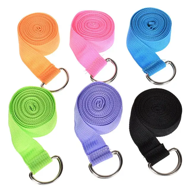 180cm Multicolors Yoga Stretch Strap D Ring Belt Fitness Exercise Gym Rope Figure Waist Leg Resistance