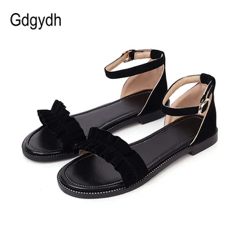 

Gdgydh 2020 Beach Sandals For Women Open Toe Flock Cover Heels Female Sandals Flat Heels Shoes Comfortable Soft Students Sandals