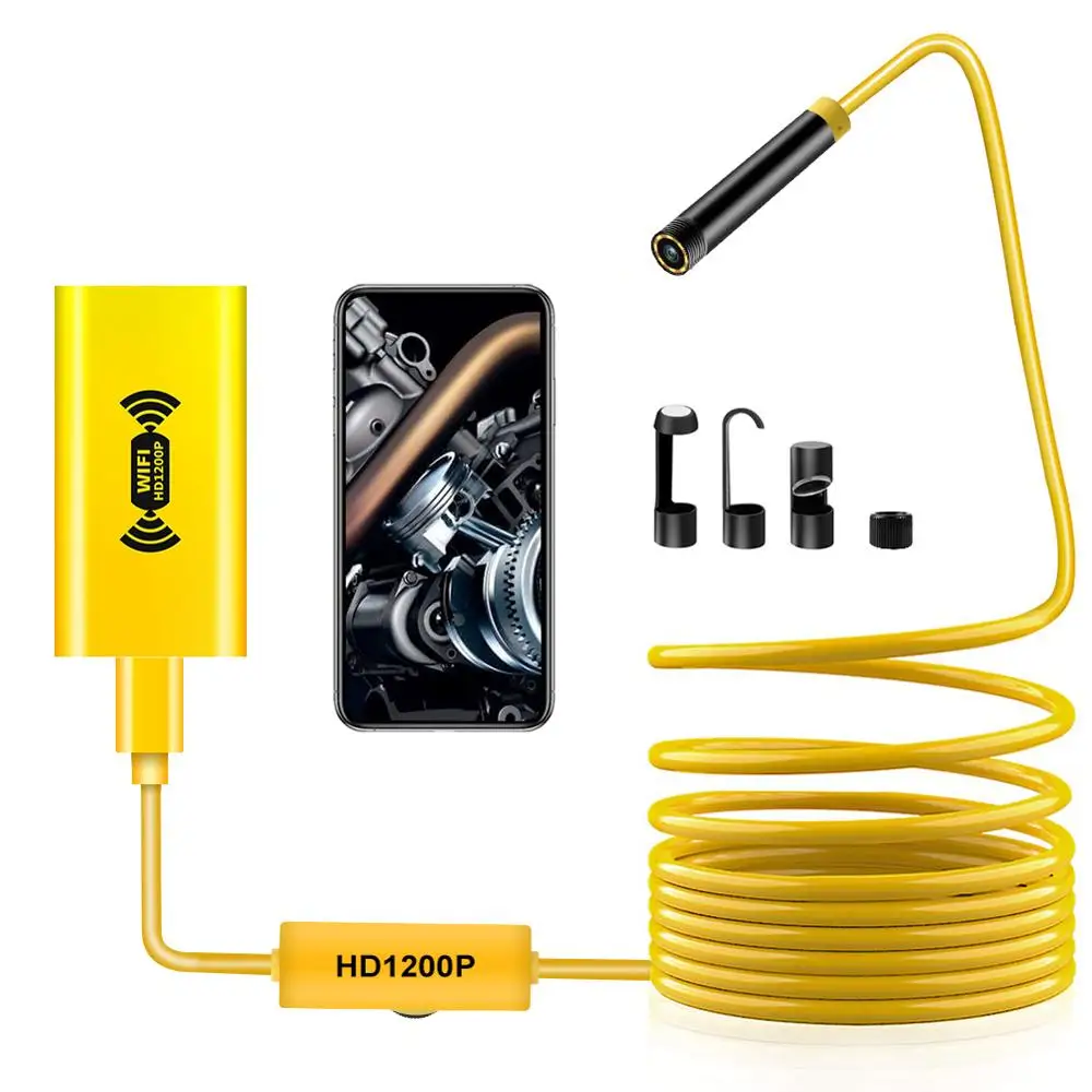 

Wireless Endoscope 1200P HD 8.0 mm WiFi Waterproof Borescope Waterproof Inspection Snake Camera With Own WiFi Box 8 LED Lights