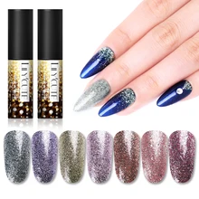Lilycute 5ml platinum paillette flakies prego glitter gel brilhando embeber fora verniz uv híbrido gel superior base casaco(China)