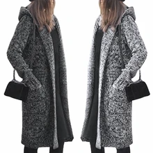 Длинный кардиган Женские осень мода длинный вязаный свитер Для женщин большой пальто Повседневное Черная курточка зимние Костюмы свитера