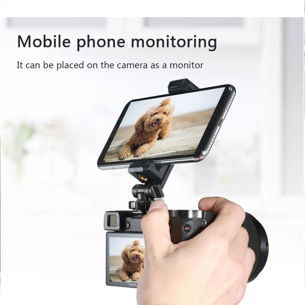 Ulanzi ST-06 360 Degree Rotation Vertical Bracket Phone Clip Holder Clamp Mount with Cold Shoe for DSLR Phone Photo Monitoring