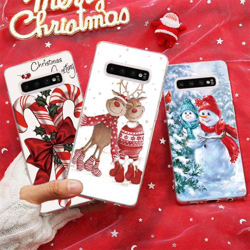 

Merry Christmas Gift Case For Samsung Galaxy S10 S7 S8 S9 Plus J3 J5 J7 2016 2017 J4 J6 Plus J8 2018 Note 5 8 9 10 Pro TPU Cover