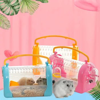 

Hamster Out Of Cage With Hedgehog Out Diagonally Carrying Bag Small Portable Cage Squirrel Transparent Hamster House
