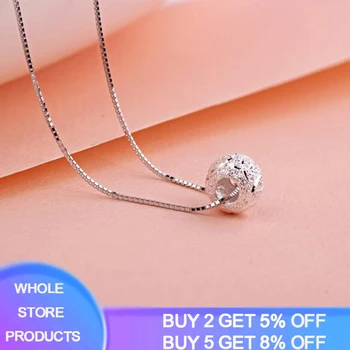 

YANHUI 100% Original 925 Sterling Silver Round Bead Necklace Women Gift Simple Jewelry Hypoallergenic Accessories