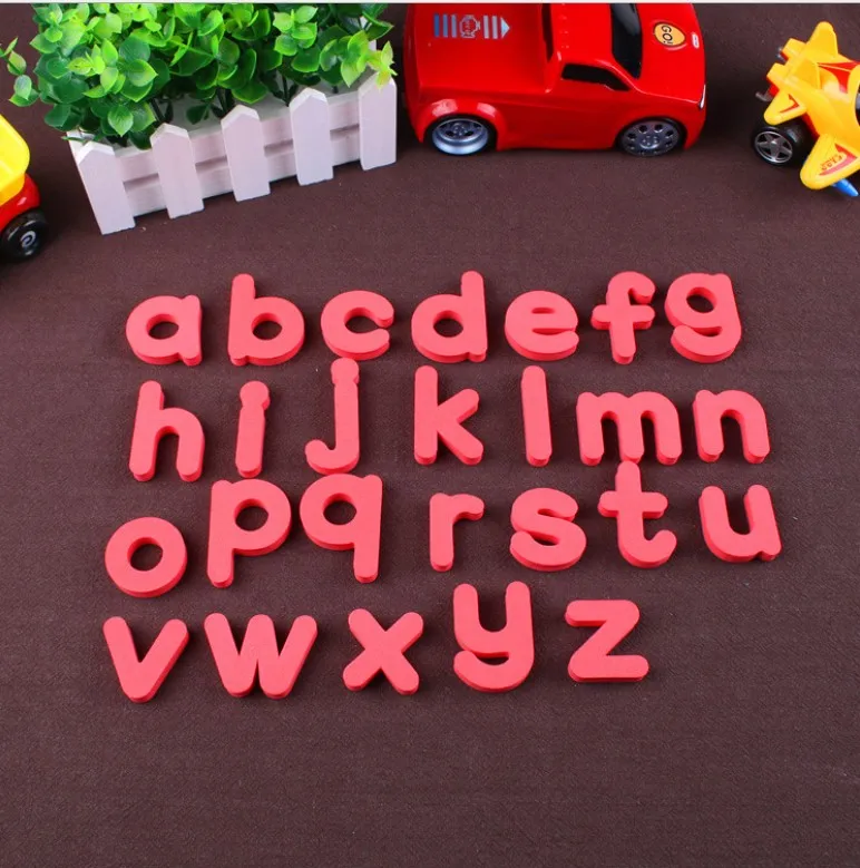 high quality 26 pcs Lowercase letter EVA fridge magnet stickers catoon Children's early education refrigerator magnet - Цвет: Красный