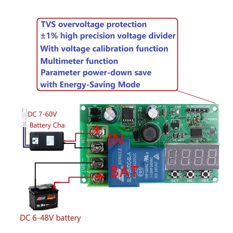 

6-60V Multifunction Lead-acid Lithium Battery Charging Control Protection Board Y1QB