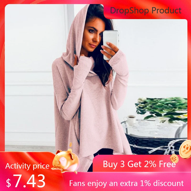 

Mantle Cloak Irregular Hoodie Poleron Mujer 2019 Oversized Sweatshirt Cute Pullover Plain Hoodies Women Tunic Long Sleeve