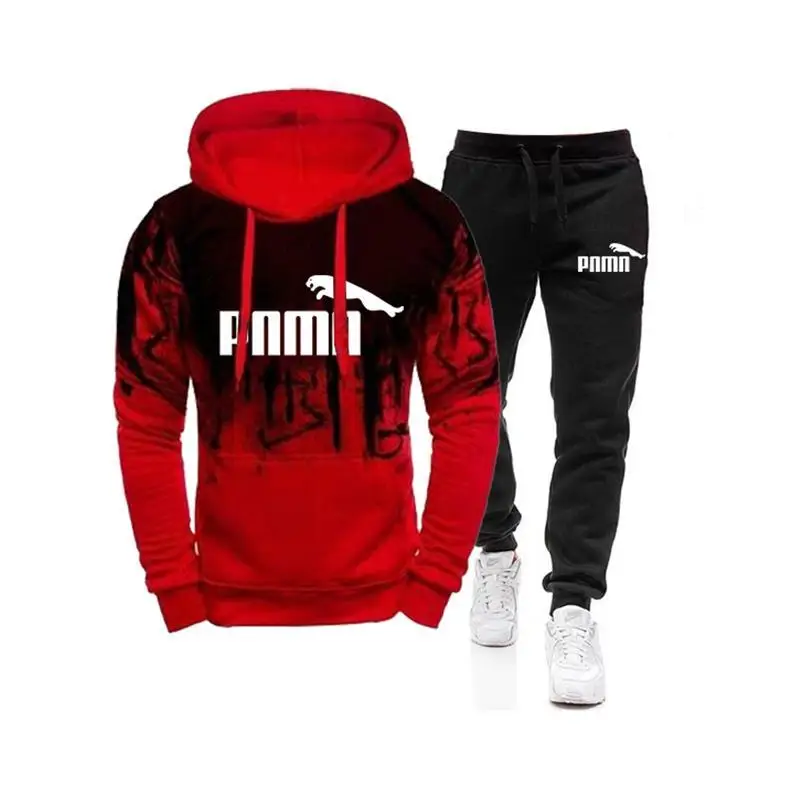 

2020 Men's Casual Track Suit Wife Sportswear 2-piece Chandal Hoodie Men Spring Clothes Pullover Hoodie Pants Suit Plus Size Male