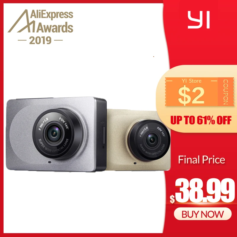  YI Smart Dash Camera Video Recorder WiFi Full HD Car DVR Cam Night Vision 1080P 2.7