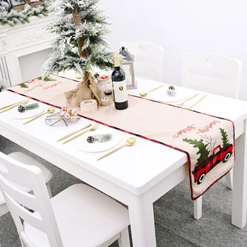 

New Table Runner Christmas Little Red Car Celebrate Party Holiday Supplies Table Runners Dining Room Restaurant Table Gadget2020