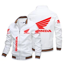 Honda Men's Jacket Honda Red Wing Print Mens Bomber Jacket 2021 Autumn Fashion Trend Handsome Motorcycle Jacket Men's Clothing