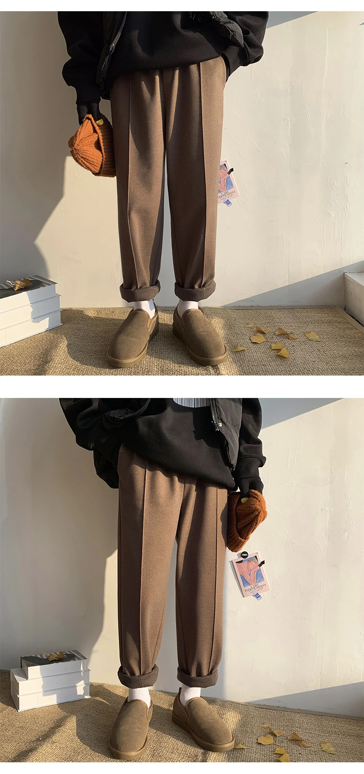 Зимние новые шерстяные брюки мужские модные однотонные повседневные брюки мужские уличные свободные прямые брюки в стиле хип-хоп мужские s M-2XL