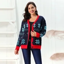 Женский Рождественский кардиган, свитер с v-образным вырезом и длинным рукавом, джемпер на пуговицах со снежинками, ropa mujer invierno, женские свитера rebeca