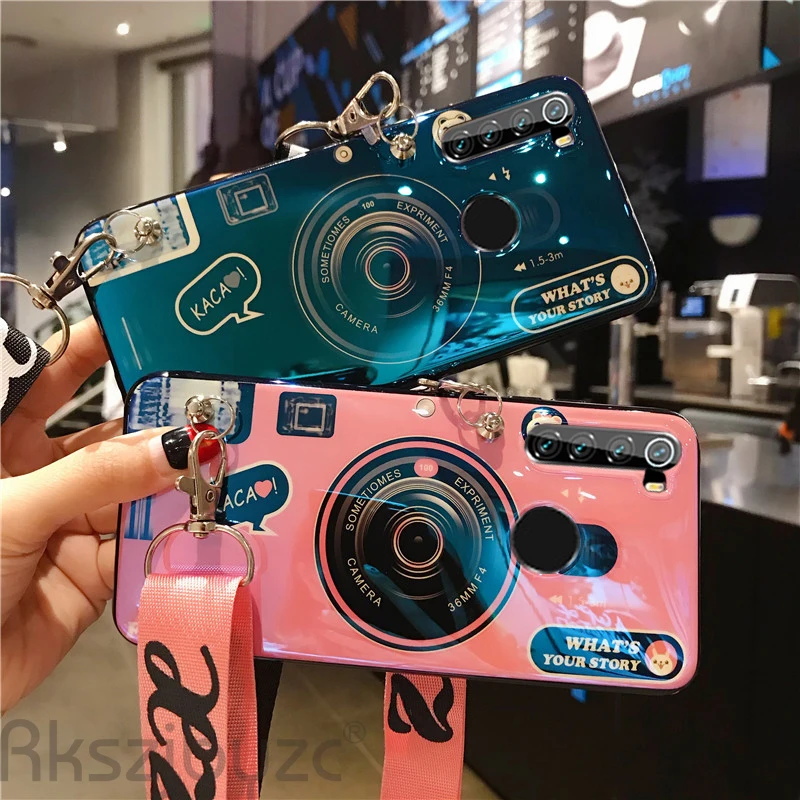 Para Xiaomi Redmi Note 8T 8 8A caso Nota 7 nota 6Pro Nota 5 4X 3D Cámara estilo suave de la cubierta del tpu del caso Coque con cordón y soporte.|Fundas ajustadas| - AliExpress