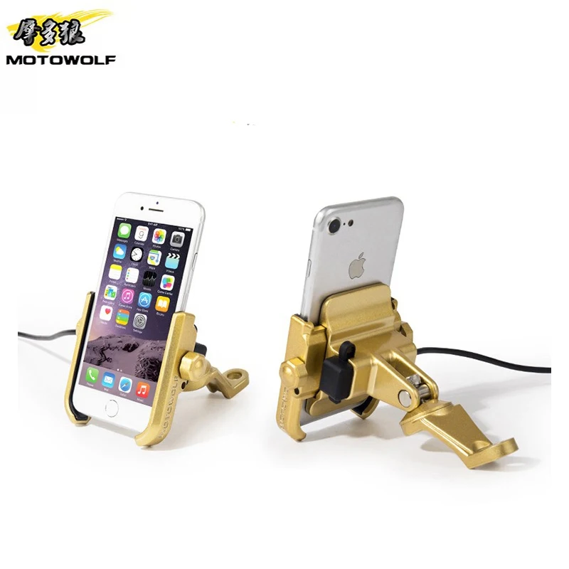 Алюминиевый сплав мотоциклетный держатель для телефона USB зарядное устройство Поддержка зеркало заднего вида мобильный мото держатель/мотоцикл motowolf перчатки