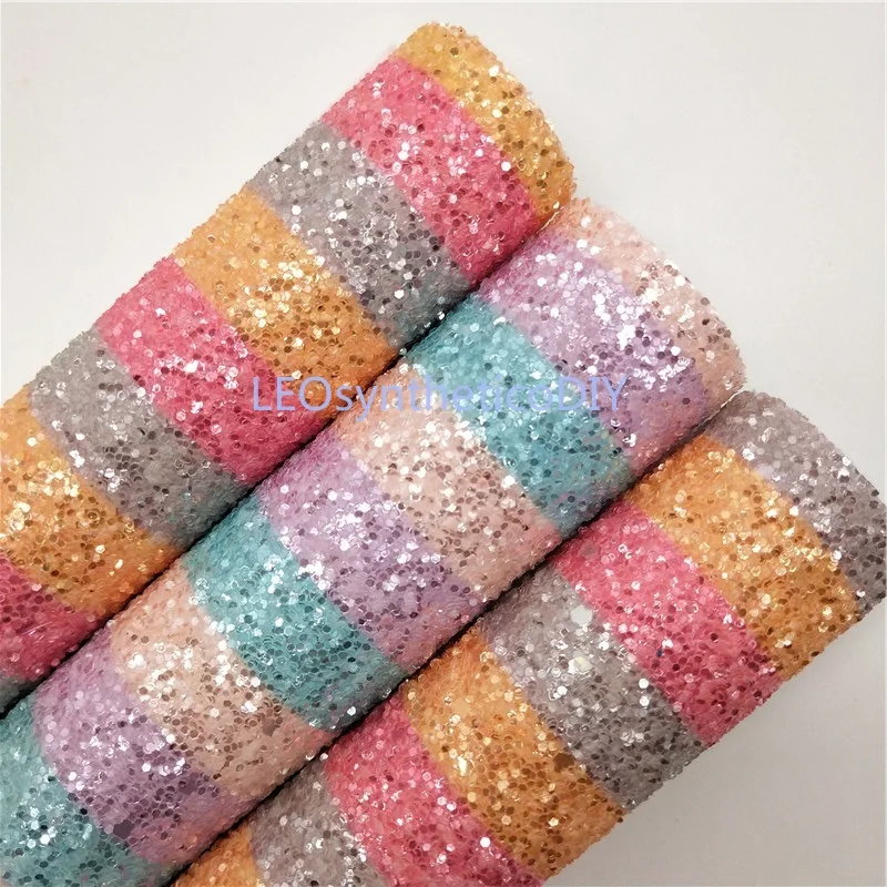 

1PC 21X29CM Stripes Glitter Fabirc, Chunky Glitter Leather, Glitter Leather Sheets For Making Bows LEOsyntheticoDIY T286D