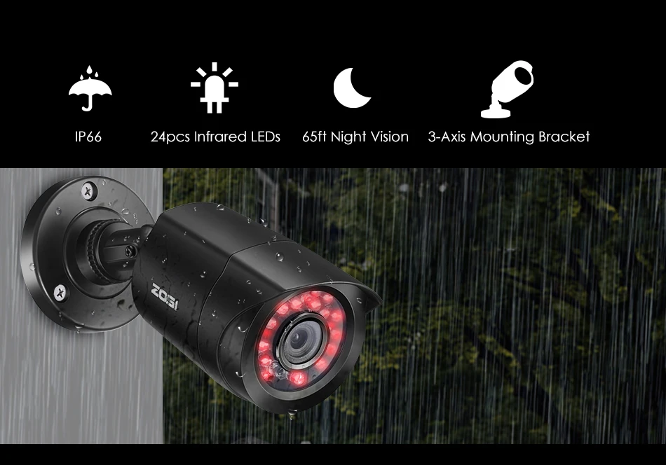 ZOSI 8CH CCTV система 4 шт 720 p/1080 p наружная Водонепроницаемая камера безопасности DVR комплект День/Ночь домашняя система видеонаблюдения