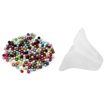 

500Pcs Mixed Colour Round Glass Pearl Loose Beads 4mm Spacer & 200x White Lily Flower Frosted Acrylic Beads 14X10mm