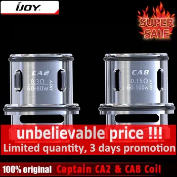 

3pcs IJOY Captain CA2 Coil 0.3ohm CA8 Coil 0.15ohm for Captain Subohm Atomizer E-cig Huge Vapor Evaporizer Coil Head Pro 60-120W