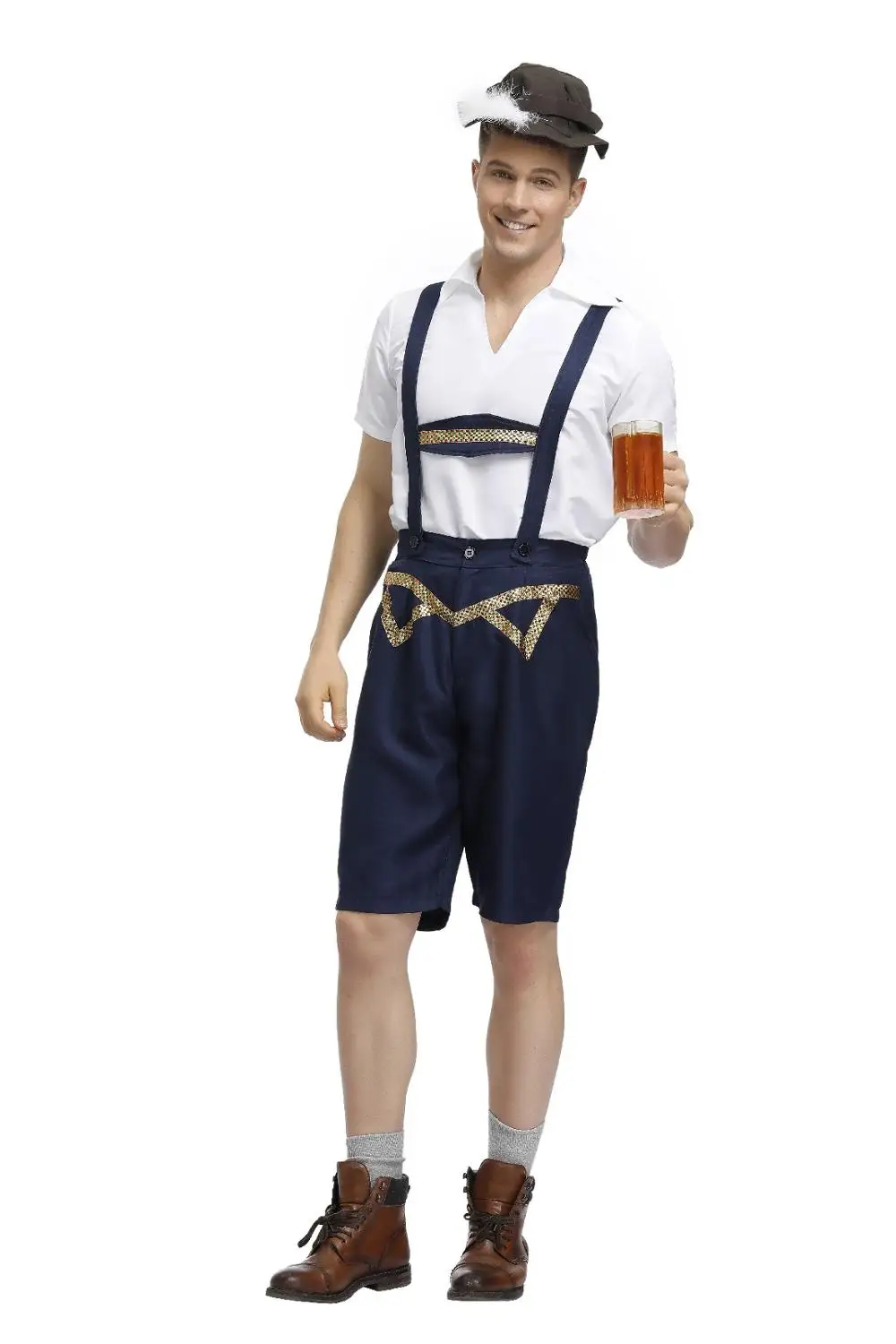 Мужской модный немецкий костюм на Октоберфест Lederhosen традиционный баварский