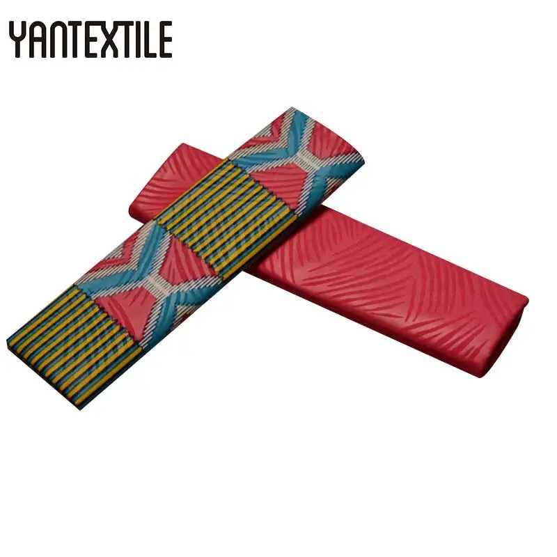 19070019 YANTEXTILE Анкара ткань Африканский настоящий воск принт тиснение Гана Kente Ткань 2+ 2 ярдов Tissu простое окрашивание африканская ткань Анкара - Цвет: 19070019